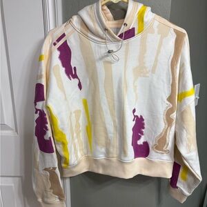 Adidas Women's Cream, Yellow, and Purple hoodie